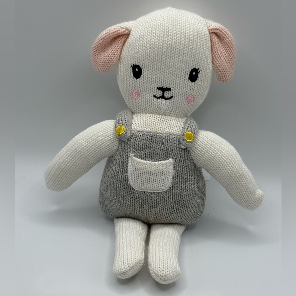 Jake & Jill Leslie the Lamb Grey White Knit Stuffed Animal Toy baby soft 9”
